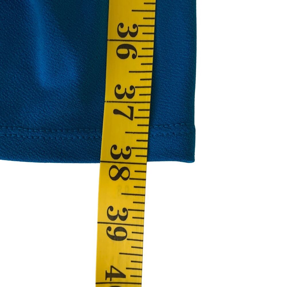 Anne Klein Dress Size 8 Blue Sheath Ruched Waist Cap Sleeve Knee Length Elegant - Picture 10 of 10